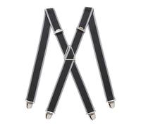 PIERROT Men's Braces Wide Made in France - Heavy Duty Elastic & 4 Extra Strong X Clips - Adjustable Size Up to 130 cm - Lifetime Guarantee - Handcrafted, Black Quadri Edge, One size