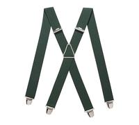 PIERROT Men's Braces Wide Made in France - Heavy Duty Elastic & 4 Extra Strong X Clips - Adjustable Size Up to 130 cm - Lifetime Guarantee - Handcrafted, Forest, One size