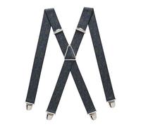 PIERROT Men's Braces Wide Made in France - Heavy Duty Elastic & 4 Extra Strong X Clips - Adjustable Size Up to 130 cm - Lifetime Guarantee - Handcrafted, Blue Golden Drawing, One size