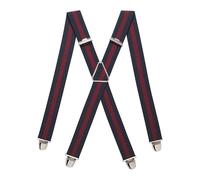 PIERROT Men's Braces Wide Made in France - Heavy Duty Elastic & 4 Extra Strong X Clips - Adjustable Size Up to 130 cm - Lifetime Guarantee - Handcrafted, Navy Burgundy, One size