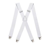 PIERROT Men's Braces Wide Made in France - Heavy Duty Elastic & 4 Extra Strong X Clips - Adjustable Size Up to 130 cm - Lifetime Guarantee - Handcrafted, white, One size