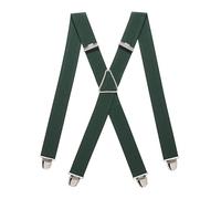 PIERROT Men's Braces Wide Made in France - Heavy Duty Elastic & 4 Extra Strong X Clips - Adjustable Size Up to 130 cm - - Handcrafted - Green