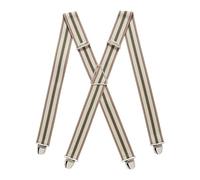 PIERROT Men's Braces Wide Made in France - Heavy Duty Elastic & 4 Extra Strong X Clips - Adjustable Size Up to 130 cm - Lifetime Guarantee - Handcrafted, Beige Multi Red, One size