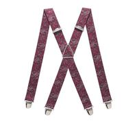 PIERROT Men's Braces Wide Made in France - Heavy Duty Elastic & 4 Extra Strong X Clips - Adjustable Size Up to 130 cm - Lifetime Guarantee - Handcrafted, Bright Red Paisley, One size
