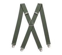 PIERROT Men's Braces Wide Made in France - Heavy Duty Elastic & 4 Extra Strong X Clips - Adjustable Size Up to 130 cm - Lifetime Guarantee - Handcrafted, Green Multi Grains, One size