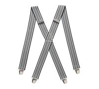 PIERROT Men's Braces Wide Made in France - Heavy Duty Elastic & 4 Extra Strong X Clips - Adjustable Size Up to 130 cm - - Handcrafted, Grey Multicoloured, One Size