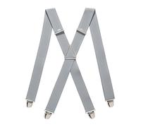 PIERROT Men's Braces Wide Made in France - Heavy Duty Elastic & 4 Extra Strong X Clips - Adjustable Size Up to 130 cm - Lifetime Guarantee - Handcrafted, Light grey, One size