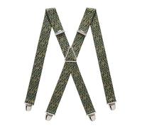 PIERROT Men's Braces Wide Made in France - Heavy Duty Elastic & 4 Extra Strong X Clips - Adjustable Size Up to 130 cm - Lifetime Guarantee - Handcrafted, Checkerboard Paisley Green, One size