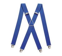 PIERROT Men's Braces Wide Made in France - Heavy Duty Elastic & 4 Extra Strong X Clips - Adjustable Size Up to 130 cm - Lifetime Guarantee - Handcrafted, Blue, One size