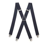 PIERROT Men's Braces Wide Made in France - Heavy Duty Elastic & 4 Extra Strong X Clips - Adjustable Size Up to 130 cm - Lifetime Guarantee - Handcrafted, Sapphire, One size