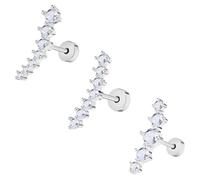 Pierstyles 16G Curved CZ Stud Earring for Women 316L Stainless Steel Earrings Cartilage Studs Cubic Zirconia Ear Climber Screw Back Earrings Helix Conch Daith Piercing Jewelry, Stainless Steel, cubic