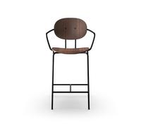 Piet Hein Barstool Black with Armrests Walnut