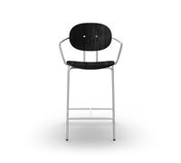 Piet Hein Barstool Chrome with Armrests Black Oak