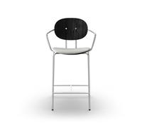 Piet Hein Barstool Chrome with Armrests Black Oak and Remix 123