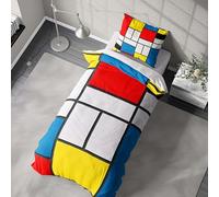 Piet Mondrian Inspired Single Duvet Cover - Optional Pillowcase - Geometric Modern Art Bedding for Kids or Adults - Colour Block Abstract Style - Bold Bedroom Gift Idea