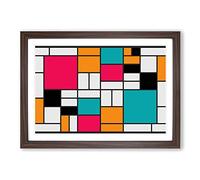Piet Mondrian Style of Alternate (2) Framed Print | A2 Walnut Framed Wall Art | Ready to Hang | Modern Nature Picture | Living Room Bedroom Lounge Office