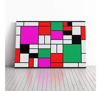 Piet Mondrian Style of Alternate (3) Canvas Print | Gallery Wrapped 30mm Frame Wall Art | 24x16 inches | Ready to Hang | Modern Picture | Living Room Bedroom Lounge Office