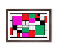 Piet Mondrian Style of Alternate (3) Framed Print | A2 Walnut Framed Wall Art | Ready to Hang | Modern Nature Picture | Living Room Bedroom Lounge Office