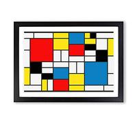 Piet Mondrian Style of Framed Print | A2 Black Framed Wall Art | Ready to Hang | Modern Nature Picture | Living Room Bedroom Lounge Office