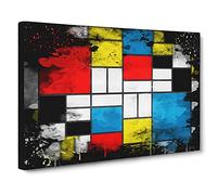Piet Mondrian Style Of Modern CB Canvas Print | Gallery Wrapped 30mm Frame Wall Art | 24x16 inches | Ready to Hang | Modern Picture | Living Room Bedroom Lounge Office