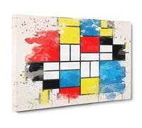 Piet Mondrian Style Of Modern FC Canvas Print | Gallery Wrapped 30mm Frame Wall Art | 20x14 inches | Ready to Hang | Modern Picture | Living Room Bedroom Lounge Office