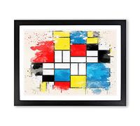 Piet Mondrian Style Of Modern FC Framed Wall Art Print, Ready to Hang Picture for Living Room Bedroom Home Office Décor, Black A4 (34 x 25 cm)