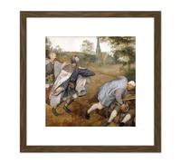 Pieter Bruegel Blind Leading The Blind Painting 8X8 Inch Square Wooden Framed Wall Art Print Picture with Mount Artery8 Brown One Size