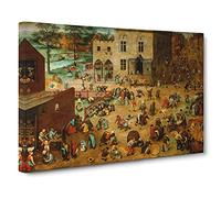 Pieter Bruegel the Elder Childrens Games Canvas Print | Gallery Wrapped 30mm Frame Wall Art | 24x16 inches | Ready to Hang | Classic Picture | Living Room Bedroom Lounge Office