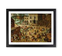 Pieter Bruegel the Elder Childrens Games Classic Painting Framed Print | A2 Black Framed Wall Art | Ready to Hang | Classic Historical Picture | Living Room Bedroom Lounge Office