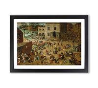 Pieter Bruegel The Elder Childrens Games Framed Print | A2 Black Framed Wall Art | Ready to Hang | Modern Nature Picture | Living Room Bedroom Lounge Office