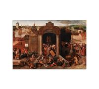 Pieter Bruegel The Elder Famous Painting Christ Driving The Traders From The Temple Retro Art Painting Replica Printed Canvas Hanging Wall Art Poster 24x36inch(60x90cm)