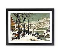 Pieter Bruegel the Elder Hunters in the Snow Classic Painting Framed Wall Art Print, Ready to Hang Picture for Living Room Bedroom Home Office Décor, Black A3 (46 x 34 cm)