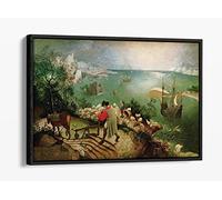 Pieter Bruegel the Elder, Landscape with the Fall of Icarus Canvas Floater Frame Print Picture Art - Black Frame 18 inch wide x 12 inch high