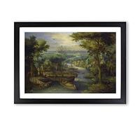 Pieter Bruegel The Elder River Landscape Framed Print | A2 Black Framed Wall Art | Ready to Hang | Modern Landscape Picture | Living Room Bedroom Lounge Office