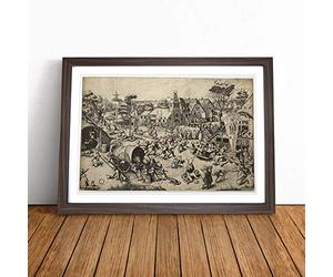Pieter Bruegel the Elder The Fair of St George's Day | Framed Wall Art Print | Modern Home Decor Picture | Ready to Hang Artwork for Living Room, Bedroom, Kitchen or Office | Multiple Sizes