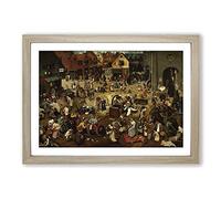Pieter Bruegel The Elder The Fight Between Carnival and Lent Framed Print | A2 Oak Framed Wall Art | Ready to Hang | Modern Nature Picture | Living Room Bedroom Lounge Office