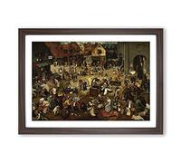 Pieter Bruegel The Elder The Fight Between Carnival and Lent Framed Print | A2 Walnut Framed Wall Art | Ready to Hang | Modern Nature Picture | Living Room Bedroom Lounge Office