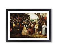 Pieter Bruegel The Elder The Sermon of Saint John The Baptist Framed Print | A2 Black Framed Wall Art | Ready to Hang | Modern Nature Picture | Living Room Bedroom Lounge Office