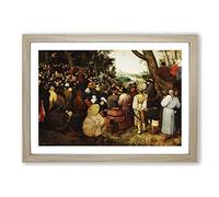 Pieter Bruegel The Elder The Sermon of Saint John The Baptist Framed Print | A2 Oak Framed Wall Art | Ready to Hang | Modern Nature Picture | Living Room Bedroom Lounge Office