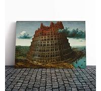 Pieter Bruegel The Elder The Tower of Babel Canvas Print | Gallery Wrapped 30mm Frame Wall Art | 24x16 inches | Ready to Hang | Modern Cityscape Picture | Living Room Bedroom Lounge Office