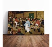 Pieter Bruegel the Elder Wedding | Canvas Wall Art Print | Framed & Ready to Hang Picture | Modern Home Decor for Living Room, Bedroom, Kitchen or Office | 24x16 Inches