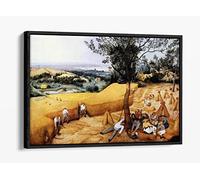 Pieter Bruegel, The Harvesters Famous Canvas Floater Frame Print Picture Art - Black Frame 24 inch wide x 16 inch high