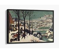 Pieter Bruegel, The Hunters in the Snow Canvas Floater Frame Print Picture Art - Black Frame 30 inch wide x 20 inch high
