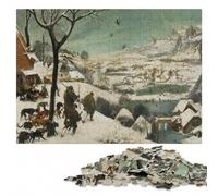 Pieter Bruegels Hunters in the Snow Jigsaw Puzzle for Adults, 300 Pieces | Family puzzle activity: home hobby for puzzle fans at home.