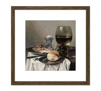 Pieter Claesz Still Life With A Salt Realism 8X8 Inch Square Wooden Framed Wall Art Print Picture with Mount Artery8 Brown One Size