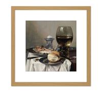 Pieter Claesz Still Life With A Salt Realism 8X8 Inch Square Wooden Framed Wall Art Print Picture with Mount Artery8 Light Oak One Size