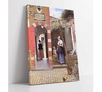 Pieter De Hooch The Courtyard of a House in Delft Canvas Wall Art Print Picture - 30 inch wide x 45 inch high (Frame Depth 30mm)