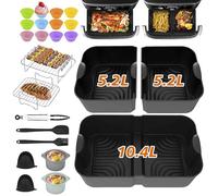 Pietuley 28Pcs Higher Air Fryer Accessories for Ninja Foodi Flexi Drawer 10.4L AF500UK, Reusable Silicone Air Fryer Liners for Cosori Dual Blaze TwinFry 10L / Ninja Megazone Air Fryer Accessories Set