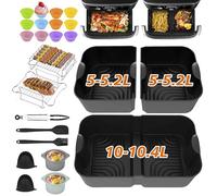 Pietuley 29Pcs Higher Air Fryer Accessories for Ninja Foodi Flexi Drawer 10.4L AF500UK, Reusable Silicone Air Fryer Liners for Cosori Dual Blaze TwinFry 10L / Ninja Megazone Air Fryer Accessories Set