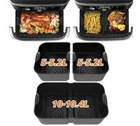 Pietuley 3PCS Higher Silicone Air Fryer Liner for Ninja Flexi Drawer Air Fryer Accessories AF500UK/ Ninja Foodi Flexdrawer 10.4L Megazone Air Fryer Accessories, Cosori Dual Blaze 10L Air Fryer Liner